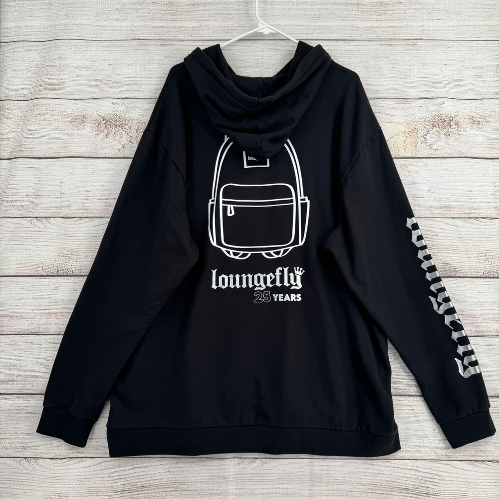 Loungefly Hoodie Womens 2X Black 25 Years Anniversary Graphic Mini Backpack